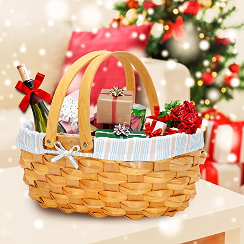 Picnic Basket For 4 With Table - Wicker Picnic Basket With Cutlery Service Kit | Willow Picnic Set For 4 Person | Woodchip Basket With Lid & Handle Basket | Easter Egg Basket | Honey #TOP7