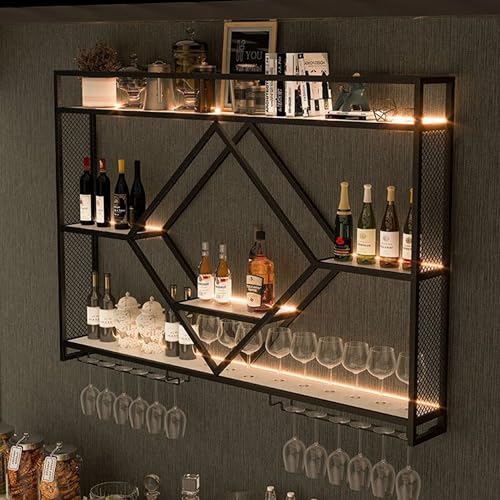 Support de verre à vin suspendu réglable pour étagère de bar et cuisine rustique