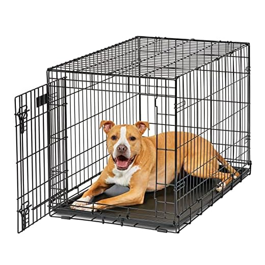 MidWest Homes for Pets 36-Inch LifeStages Crate for Medium-Large Breeds, 41-70 lbs, Single Door Folding Dog Crate with Divider Panel, Leak-Proof Tray & Secure Latch, Heavy-Duty & Easy to Assemble