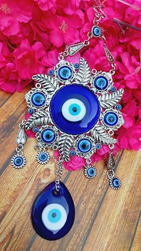Image of Evil Eye Hanging for Home Entrance Door Decoration, Nazar Battu for Home Protection, Big Size (Round Blue)