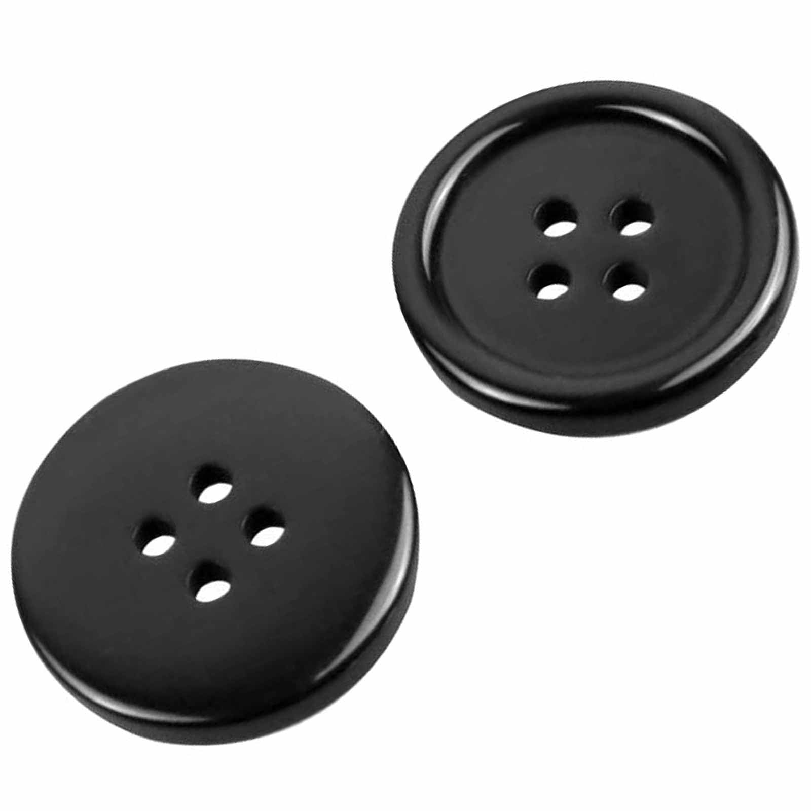 40Pcs Resin Buttons Black Round Button 25mm 4Hole (Black-25mm-40Pack)