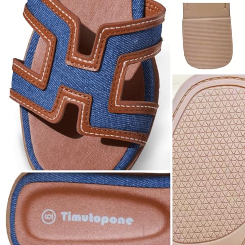 Image of H Flat Sandals for Women Dressy Lightweight Comfortable Slide Sandal Fashion Summer Trendy Casual Slip-On Shoes
