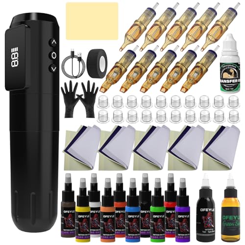 OFEYLE Tattoo Kit, Wireless Tattoo Gun Kit with LED Display