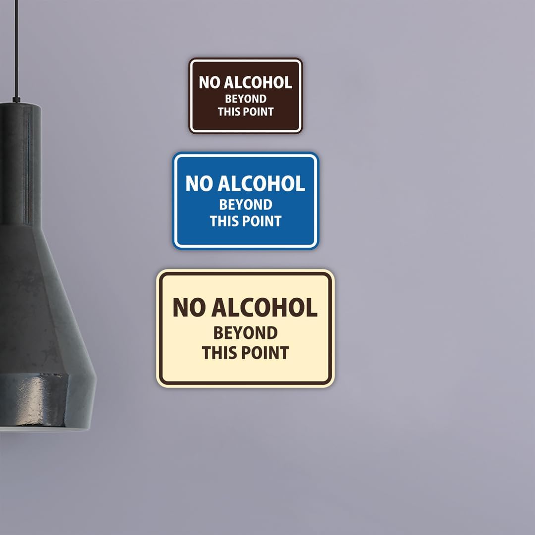 Signs ByLITA Classic Framed No Alcohol Beyond This Point Sign (Lt Gray) - Large 2 Pack