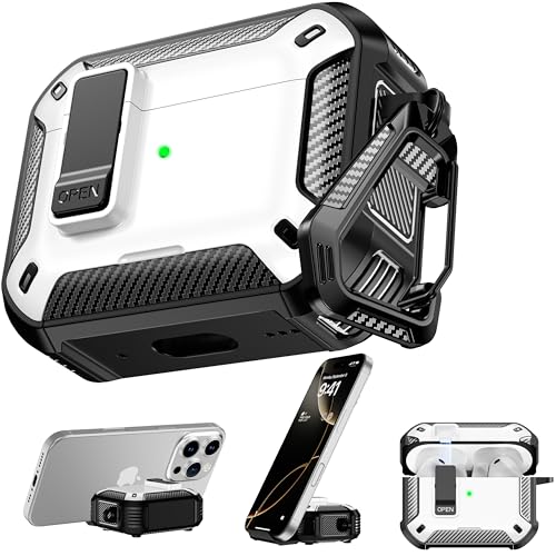 Image of AirPods Pro 3 Case with Safety Lock Phone Stand Magsafe, White
