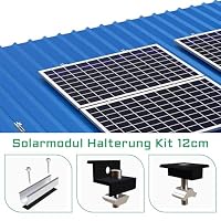 Solarmodul Halterung Set Kit für 2X Module, 12CM Aluprofil Schienen+ Verstellbare Klemmefür 30-35MM Dicke Module, für Flachdach Trapezblech Blechdach, Solarpanel Halterung, Montage PV Befestigung – Ansicht 3