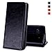 Produktbild EATCYE Hülle für Samsung Galaxy S10 Plus, [Echtleder] Handyhülle [Extra Dünn] Brieftasche flip Lederhülle Schutzhülle [Versteckt Magnet] Premium Design Echt Leder Brieftasche - Schwarz