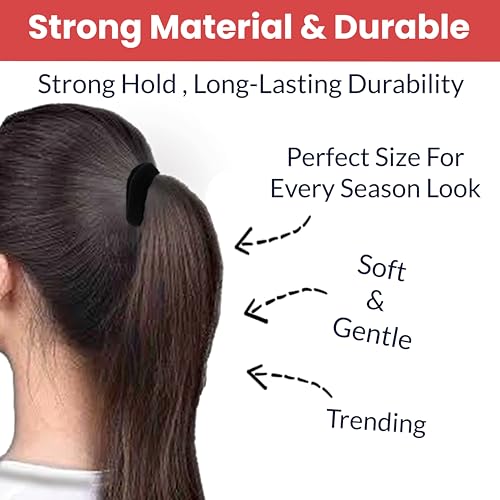 Image of TEMPERIA (30 Pcs) Hair Band for Women & Girls - Premium Rubber Band - Elastic Ponytail Hairband Ties Accessories - 15 Black & 15 White (DN01)