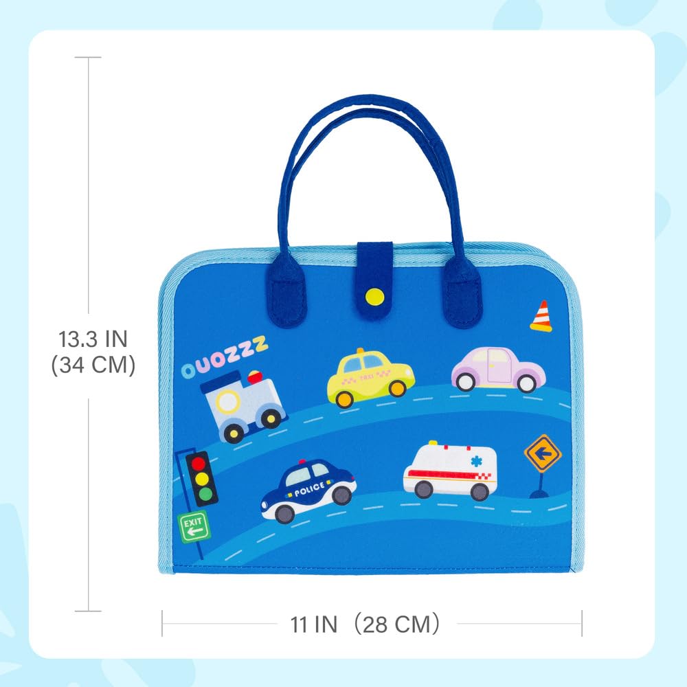 OUOZZZ Busy Board Montessori Voiture en Français – Jouet Éducatif 1 2 3 Ans – Apprentissage des Lettres, Chiffres et Compétences de Vie – Tableau d’Activité Bébé Voyage – Cadeau Fille Garçon