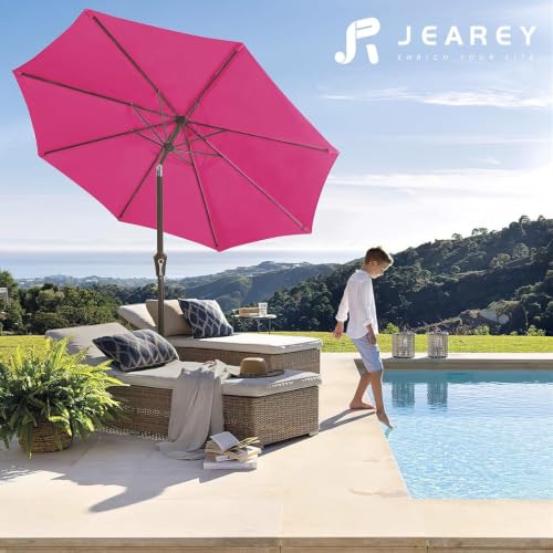 Image of JEAREY 10FT Outdoor Patio Umbrella, Market Umbrella, Rose Pink