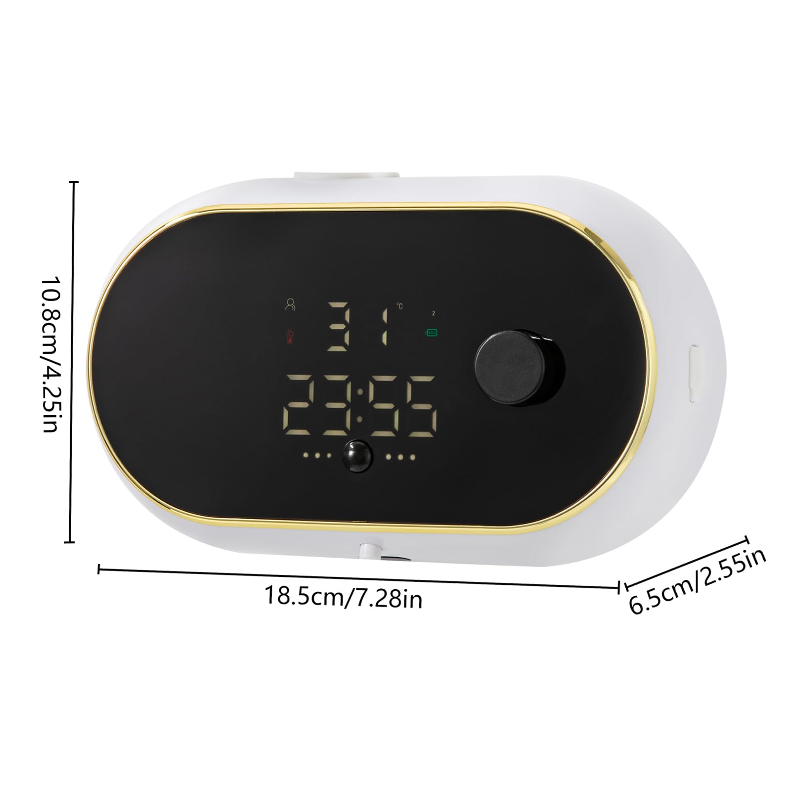 450ML Distributeur de Savon Automatique,LCD Distributeur Savon Mural ABS pour Hôtel Toilette Salle Bain Rechargeable, IPX5 Étanche 18.5X6.5X10.8CM (Blanc)