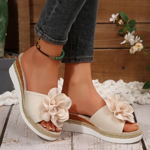 Womens Espadrilles Wedge Sandals Platform Slide Sandals Wedges Heels Beach Slippers Comfort Summer Ankle Strap Open Toe Buckle Sandal Flatform Slip On Walking Shoes Bohemian Slides3