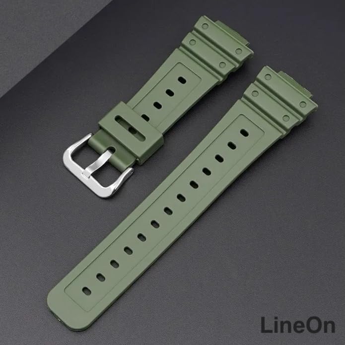 Image of Lineon 16mm Resin Soft Watch Strap Compatible With CASIO GM-2100 GA-2100 GA-2110 GA-B2100 with Tool and Pins
