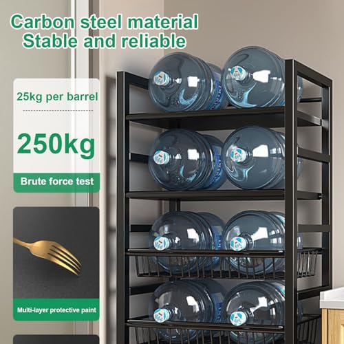 Carrello da Cucina con Ruote, Carrello per microonde con Contenitore - Scaffale da Cucina, Ripiani e Ripiani Regolabili, Ripiani in Metallo robusti con Ruote, Carrello per Frutta e Verdura