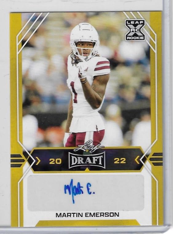Martin Emersonn XRC Autographed Yellow Parallel Leaf Rookie Card Auto Collectible Football Card - 2022 Leaf Draft Football Card #BA-ME1 (Browns)