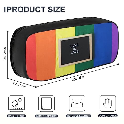 Fionel Love-Is-Love Pu Leather Quad Pen Case Zipper Pencil Pouch Holder For Pens Case Office Storage Box Organizer Pen Bag(8×1.5×3.5 In) #TOP1