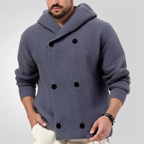 Winter Thicken Knitted Sweater Double Breasted Hooded Knit Cardigan Sweaters3