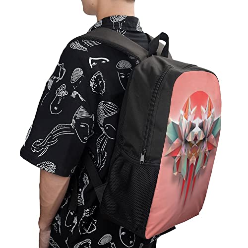 Sac à dos d'école enfants 17 pouces mode casual avec imprimé 3D géométrique - 4