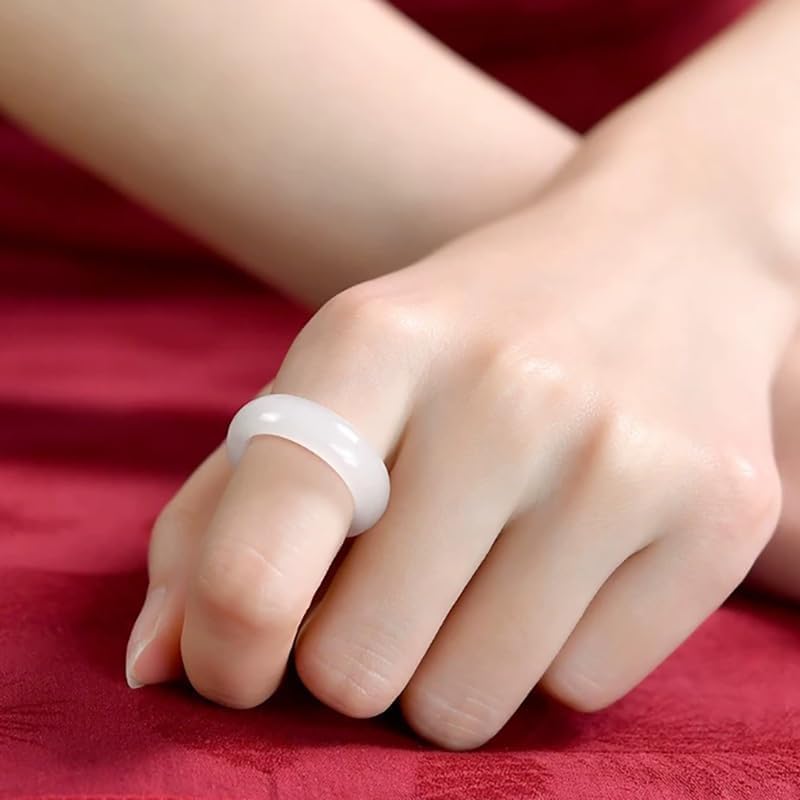 Green Natural Jade Rings Good Luck Jewelry Natural White Jade Ring for Women Men Unisex with Gift Box - Image 3