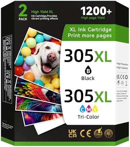 305 XL Druckerpatronen Kompatibel für HP 305 Tintenpatronen | für HP DeskJet 2820e, 2800e, 2710e, 2720, 4100, 4120, Envy 6010e 6020 6032e 6420e | Hochkapazität | XL Packung