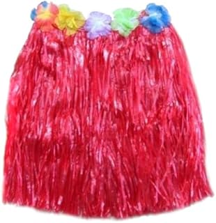 Falda larga hawaiana Hula de muchos colores (rojo)