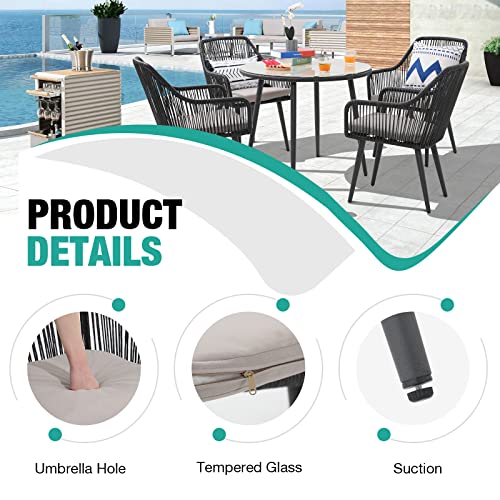 Patiorama Outdoor Dining Chairs, Patio Dining Chair Set Of 2, All-Weather Woven Rope Rattan Chairs, Outdoor Dining Wicker Chairs With Armrests For Indoor Balcony Pool Backyard(Black) #TOP4