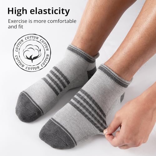 COOVAN Mens Ankle Socks 8 Pairs Cotton Cushioned Breathable Athletic Tab Running Anti-Blister Sports Socks4