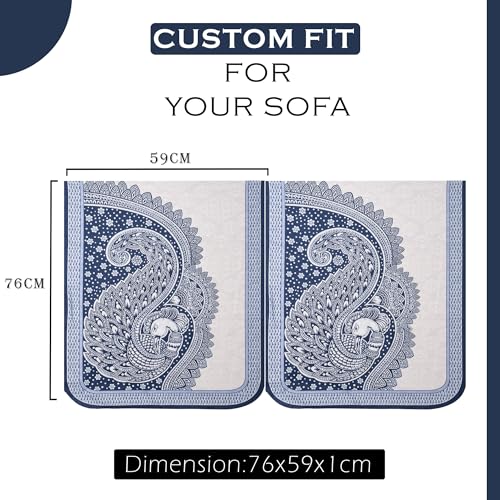 Image of Kuber Industries Sofa Cover | Net Single Seater Sofa Slip Cover Set | Couch Sofa Cover Set | Sofa Cover for Home | Sofa Slipcover Set | Sofa Cover for Living Room | Mor Digital-837 | Blue