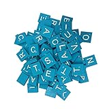200 Wood Letter Scrabble Tiles - Blue Color - 2 Complete Sets - Game Replacement Crafts Weddings Scrapbooking