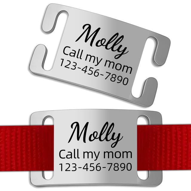 Personalised Dog Tags Engraved for Pets - Custom Name & ID Tag with Silent Slide-On Design for Dogs & Cats | Engrave Pet Identity on Stainless Steel Tag for Collar