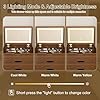 3 in 1 Vanity Desk with Flip Top Lighted Mirror for Bedroom, Small Compact Vanity with Visible Glass Desktop for Cloakroom, Makeup Vanity Set with 3 Drawers, Cushioned Stool,Walnut 23.62L