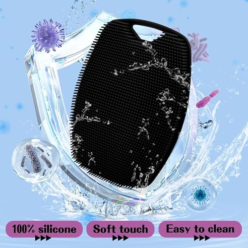 Image of Silicone Body Scrubber,Shower Scrubber for Nourishing Cleaning & Exfoliating Your Skin Lather Boosting Bristles with Ergonomic No-Slip Handle, Body Exfoliator for Men and Women bath brush