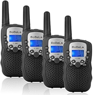 Bobela Walkie-Talkies 4 Pack for Adults Travel - T-388 Black Handheld Walky-Talky
