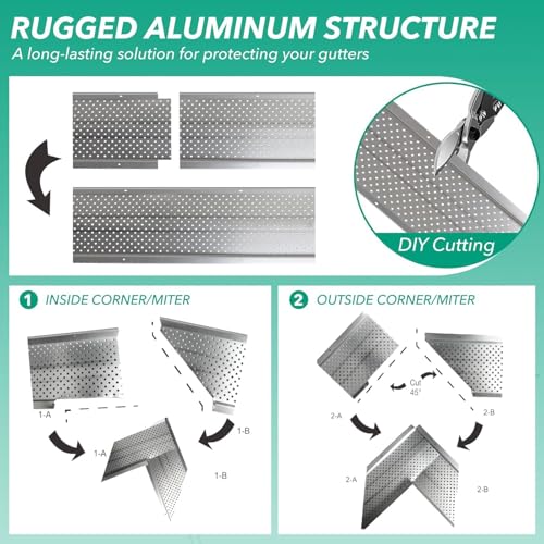 Image of Gutter Guard,5 inch Aluminum Leaf Filter Gutter Cover,25 PCS Total Length 100FT,Raptor Gutter Guards,Easy DIY Leaf Guards for Gutters Fits Any Roof or Gutter Type