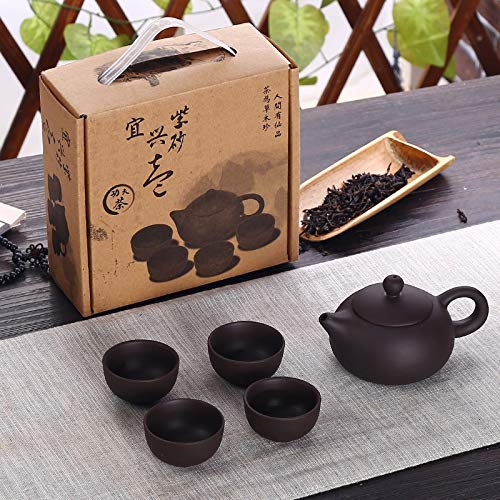 Service à thé chinois théière portable argile violette 4 tasses céramique bureau