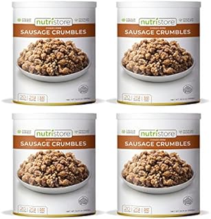Nutristore Freeze-Dried Sausage Crumbles (4-pack) | Emergency Survival Bulk Food Storage | Premium Quality Meat | Perfect for Lightweight Backpacking/Camping or Home Meals | USDA Inspected
