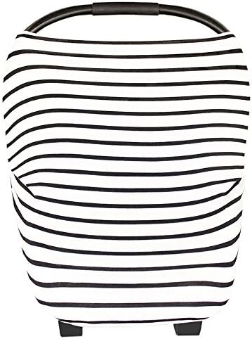 Multi-Use Unisex Baby Car seat Canopy,Nursing Cover，Nursing Scarf, Shopping Cart Covers, Grocery Trolley Cover,High Chair Cover Best Gift by Zacol (Milky Stripe)