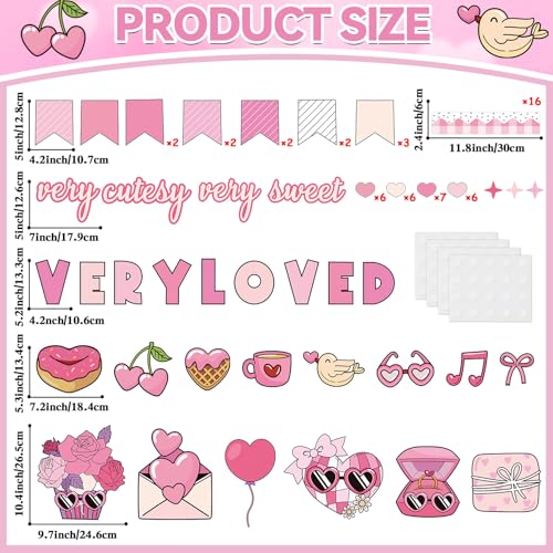 Image of Valentine's Day Bulletin Board Decorations Set Pink Love Heart Paper Cutouts for Happy Valentine's Day Classroom Decorations Valentines Bulletin Board for School Home Classroom Chalkboard Wall Decor
