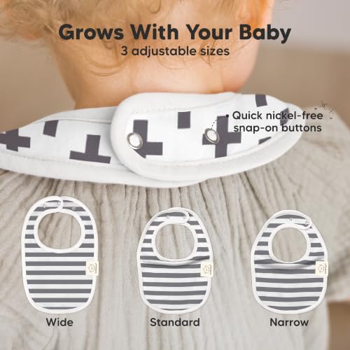 Image of KeaBabies 8-Pack Organic Baby Bibs for Drooling and Teething (Grayscale) | Soft Cotton Bibs for Baby Girl, Boy, Extra Absorbent, Easy to Clean & Put On, Toddler, Newborn, Infant 0-24 Months