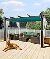 GarveeLife 10 x 13 ft Aluminum Pergola, Outdoor Metal Gazebo with Adjustable Canopy, Reinforced Frame Outdoor Shelter for Backyard, Patio, Garden and Deck - Blue with Mosquito Netting