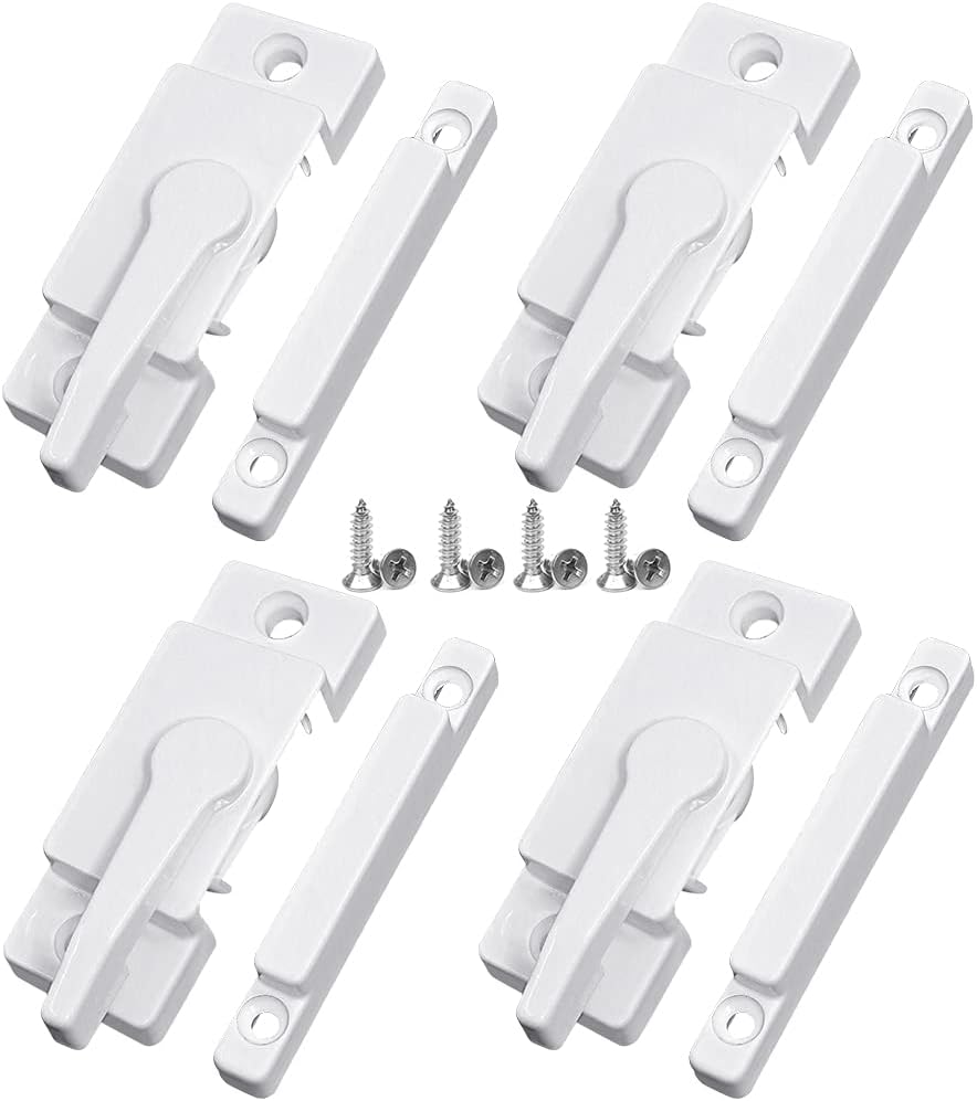 Metal Locks for Windows and Doors Window Sash Locks White ZUONAI 4 Pack Vinyl Window Sash Locks for Double Hung Window Latch Lock Replacement Security for Vertical and Horizontal Sliding Windows