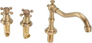 Changor Grifo de Lavabo Vintage de Tres Orificios, Grifo Dividido de Doble Manija Resistente de Cobre Duradero a Prueba de Fugas para el Baño de Casa/Hotel (Antiguo)