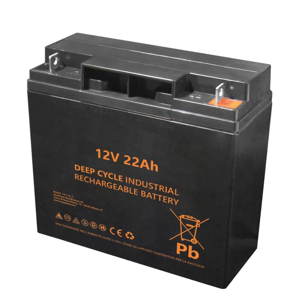 2 Batterie al piombo AGM 12V 24V 22Ah, ciclica, 181×77×167mm, compatibile per motori elettrici, alta capacità di scarica e lunga durata, ideale anche per UPS e sistemi solari, VRLA, GEL, uso ciclico