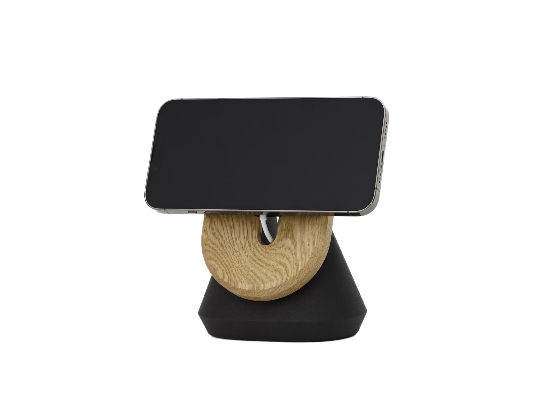Oakywood - Schreibtisch Ständer Kompatibel mit iPhone 12-16, kompatibel mit MagSafe - Handy Stand, Organizer aus Holz, Handwerk aus der EU - 10,4 x 8,1 x 13,9 cm - 4.1 x 3.2 x 5.5’ - Eiche