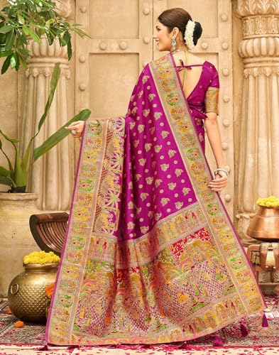 Image of SIRIL Women's Banarasi Silk Jacquard Zari Work Saree With Unstitched Blouse Piece