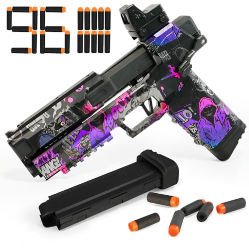 FIONPHEO Toy Foam Blaster with Graffiti Design Toy Gun with Magazine and 96 Foam Darts for Kids Age...