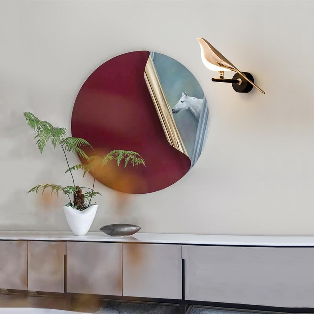 Modern Bird Light Wall Sconces Bird Lamp Shade Bedroom Bedside Living Room Rotatable Adjustable Art Deco LED Wall Light Magpie TV Background Luxury Hotel Creative Warm Light (Single Bird Light)