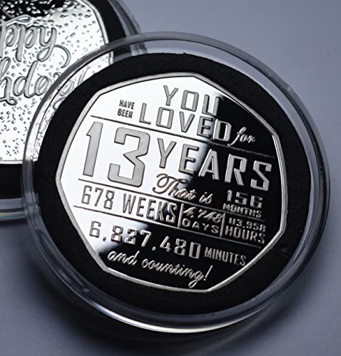 The Commemorative Coin 13th Birthday Silver in Capsule. 13 Years And Counting Gift/Present Congratulations/Party/Celebration/Ideas Son/Daughter/Grandson/Granddaughter One Size