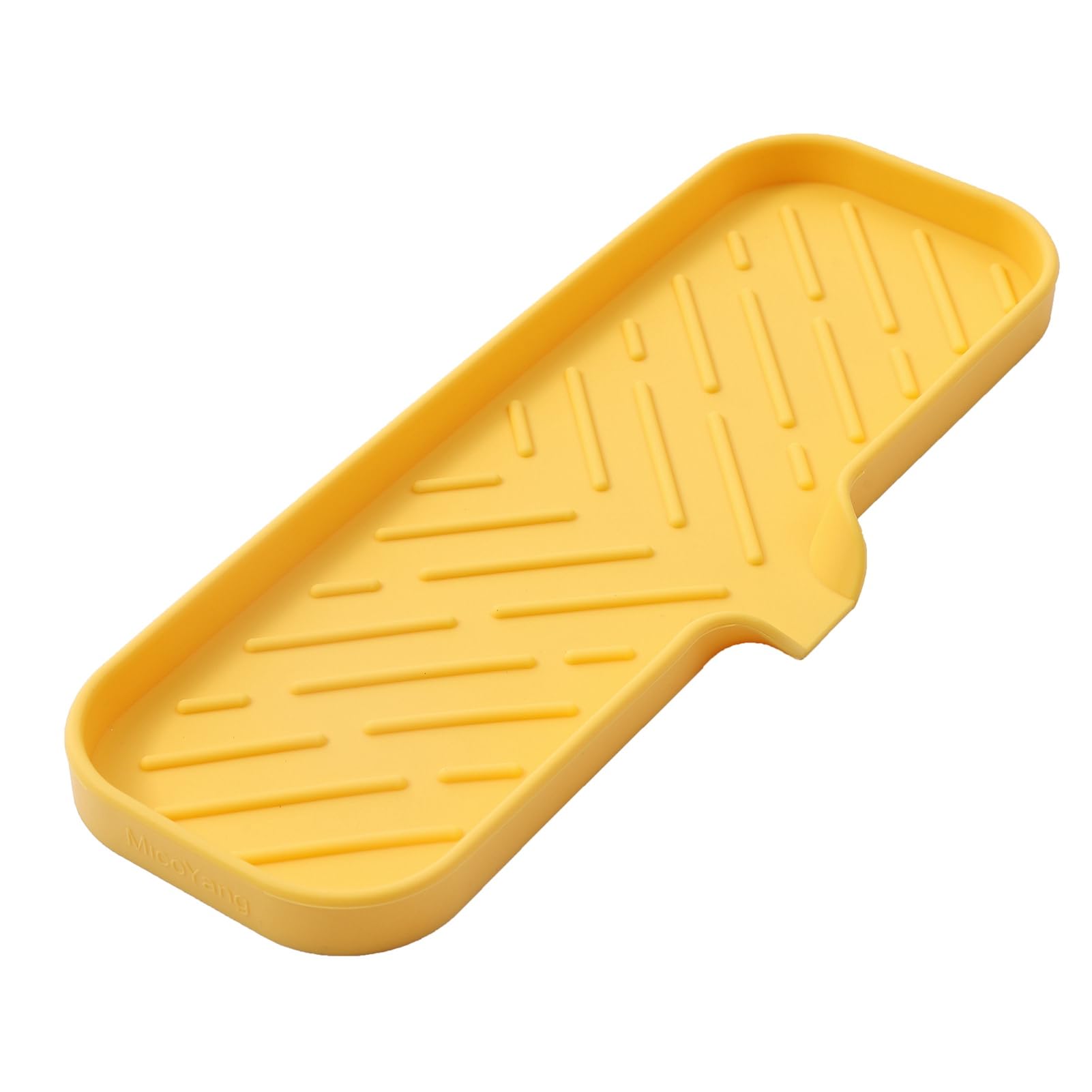 Silicone Bathroom Soap Dishes with Drain Spout-Bathroom and Kitchen Sink Organizer,Sponge Holder,Dish Soap Tray,Perfect for Dispenser,Scrubber,Bottle,Cup on Sink or Counter-Yellow 12"×4"