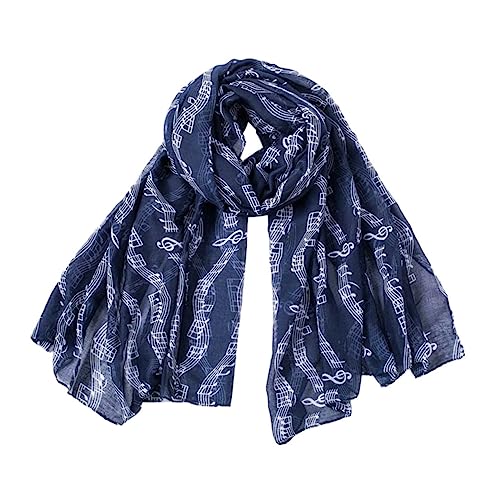 Chiffon Scarf Musical Notes Design Lightweight Air Conditioner Shawl for Women Versatile Dark Fashion Accessory for Beach and Everyday Wear